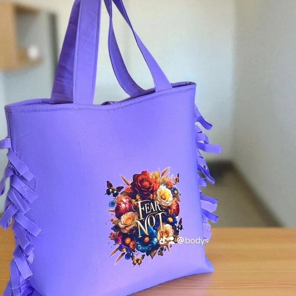 Vibrant Purple Tote with Floral Accent